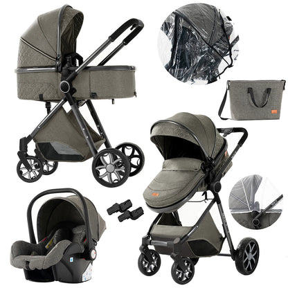 Poussette 3 en 1 pour bébé| Évolutive