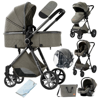 Poussette 3 en 1 pour bébé| Évolutive