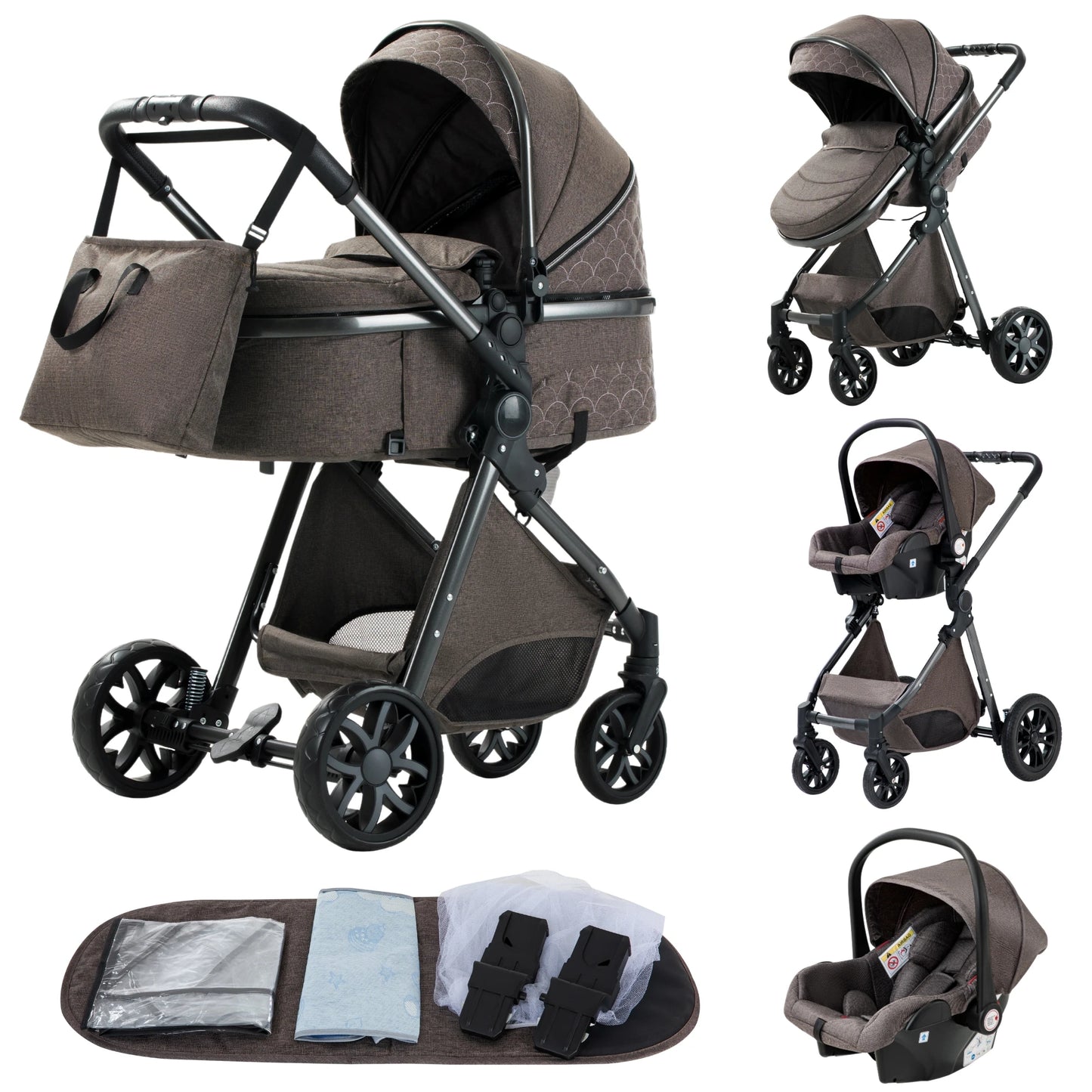 Poussette 3 en 1 | Évolutive Complète