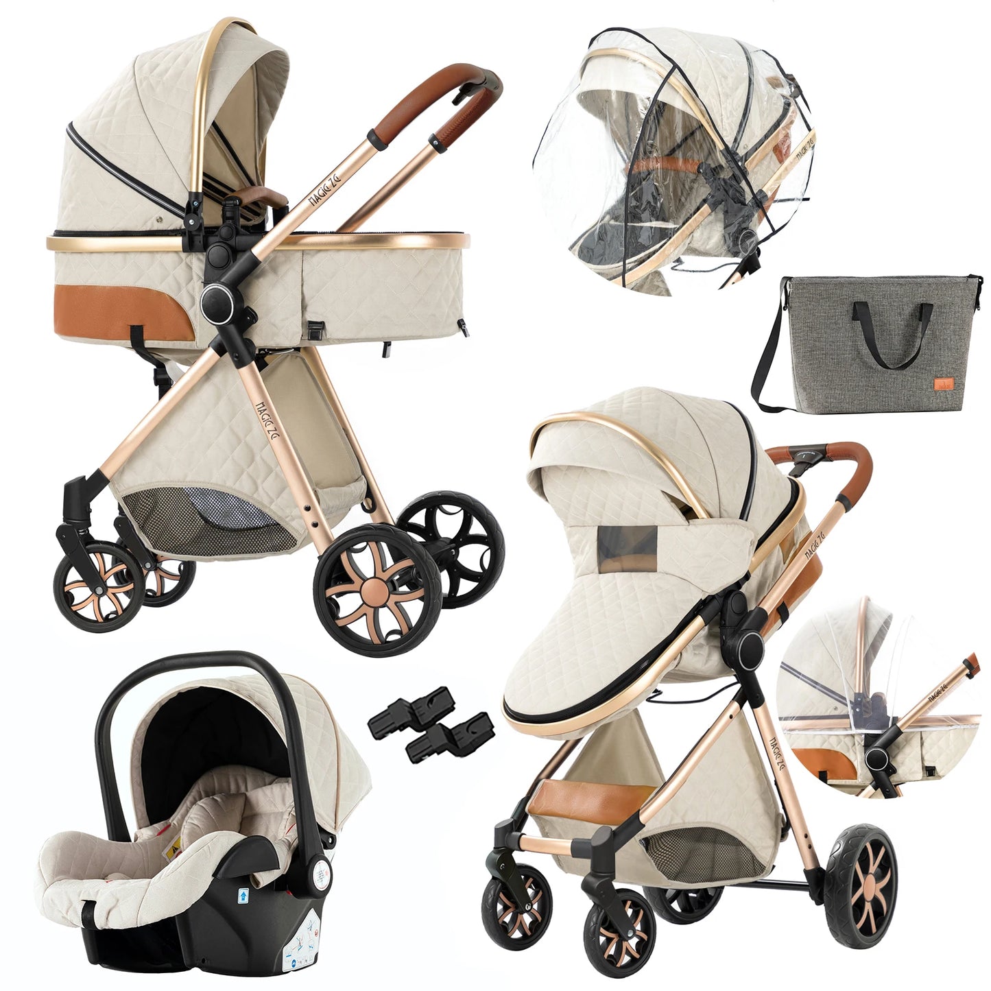 Poussette 3 en 1 pour bébé| Évolutive