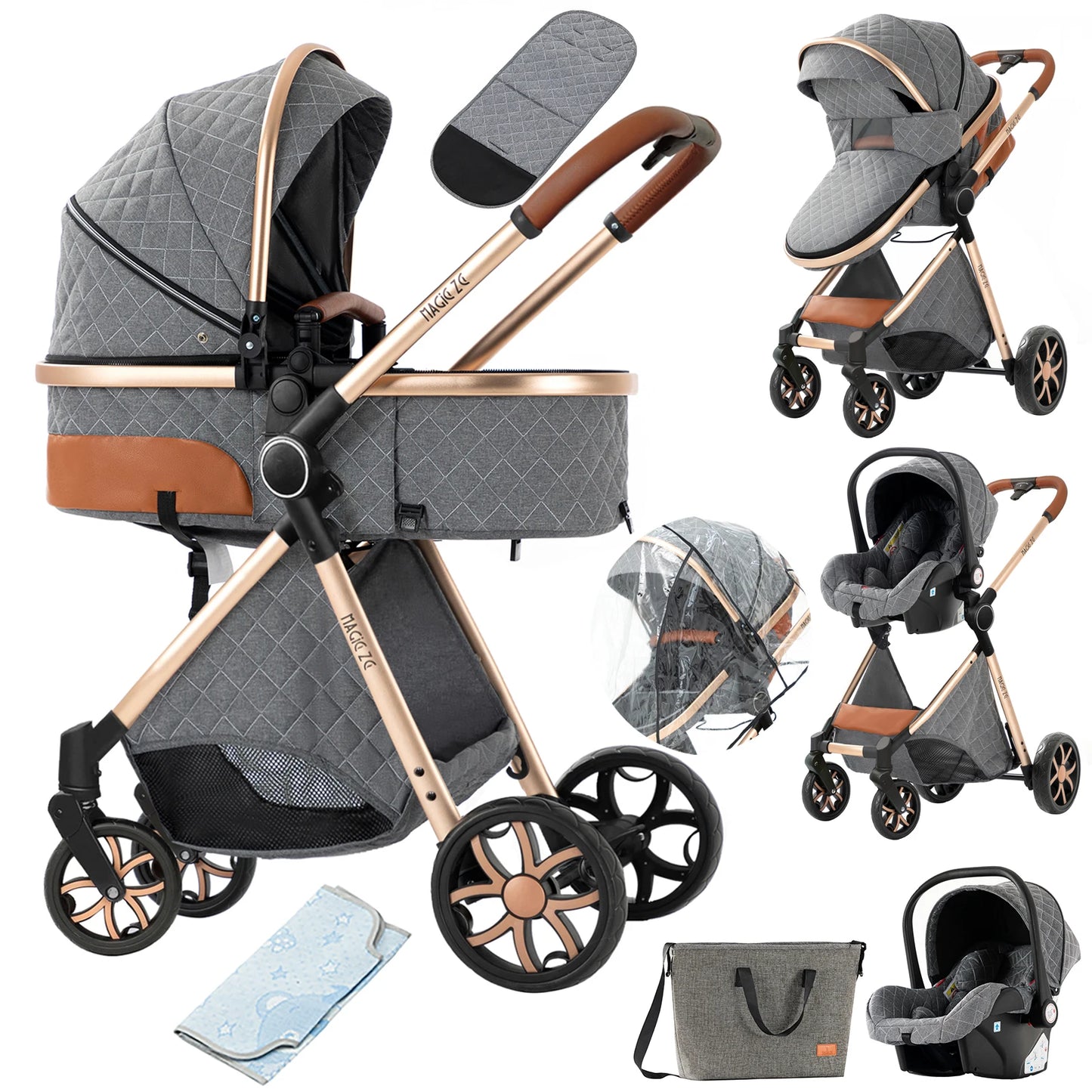 Poussette 3 en 1 pour bébé| Évolutive