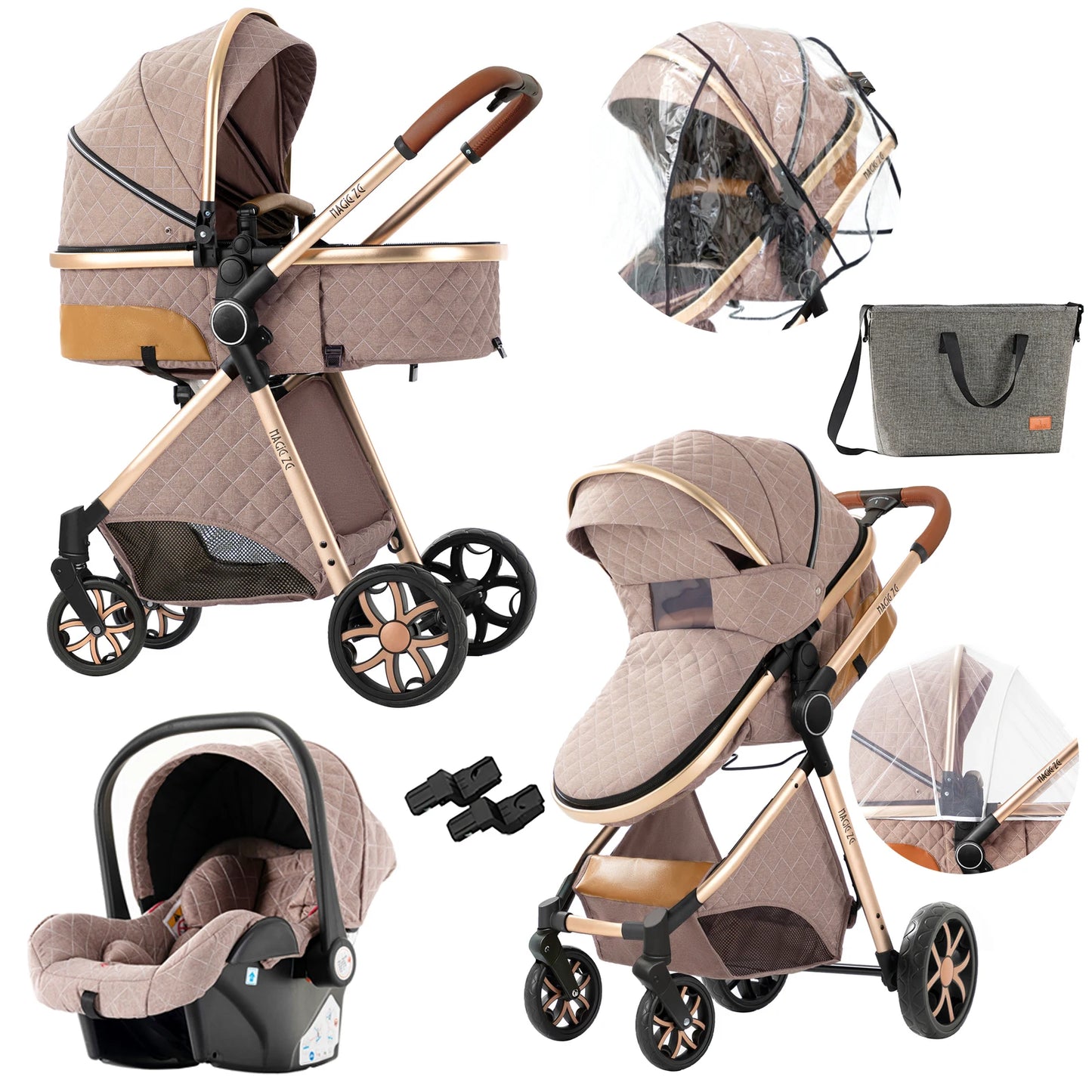 Poussette 3 en 1 pour bébé| Évolutive